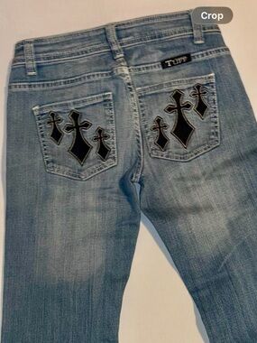Cowgirl Tuff Faith Jeans 27x35 Black Cross Bootcut Western Rodeo Y2K RARE